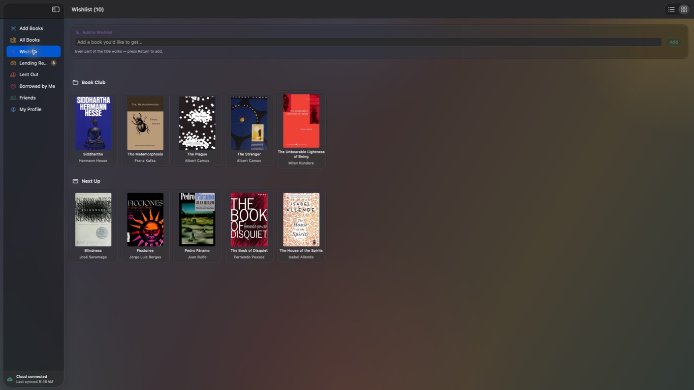 Wishlist folders in Shelf Life